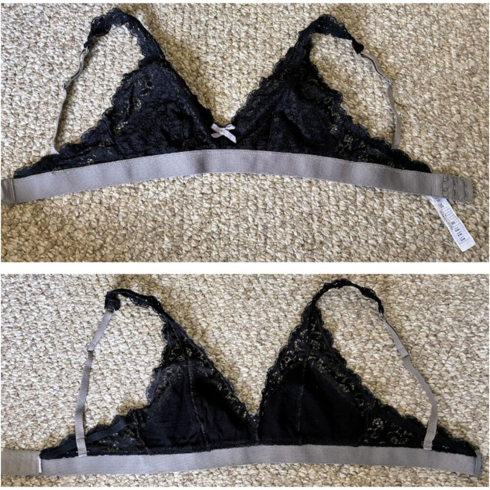 Like-New Black and Gray Lace Bralette by Forever 21